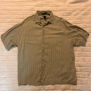 Claiborne Mens Striped 100% Silk Button Down Shirt